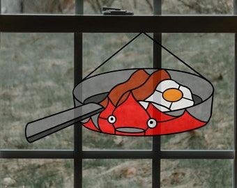 Calcifer Breakfast Pan Stained Glass Pattern (for hobby use)