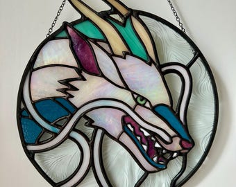 Stained Glass Spirited Away Haku Portrait