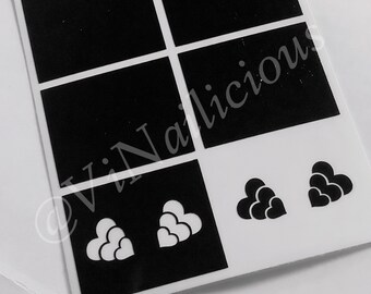 Triple Hearts nail stencils