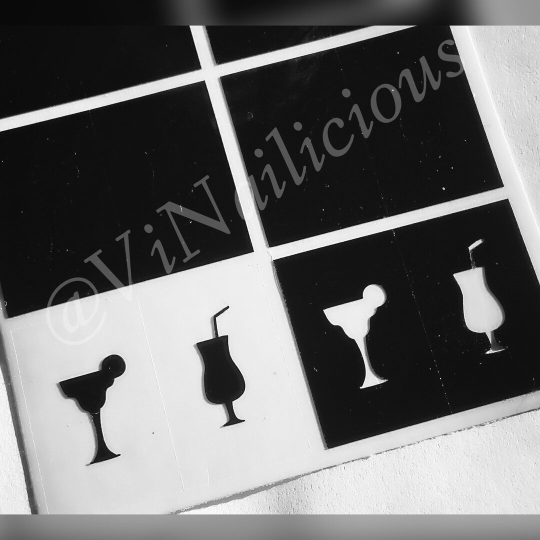 Cocktail Nail Stencils Etsy UK