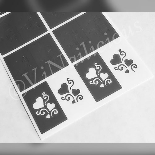 Scattered Hearts Nail Stencils Etsy