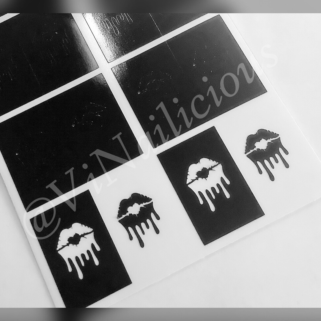 Dripping Lips Nail Stencils Etsy