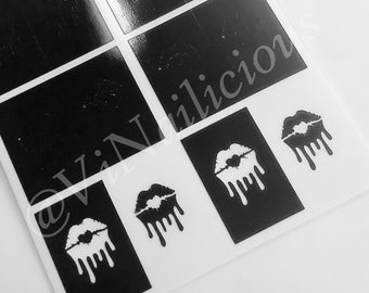 Dripping Lips nail stencils