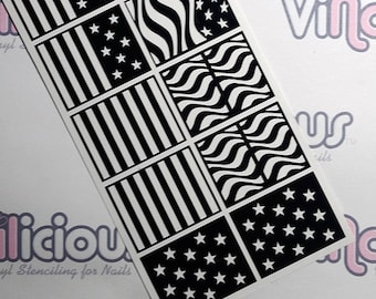 Patriotic Variety sheet nail stencils