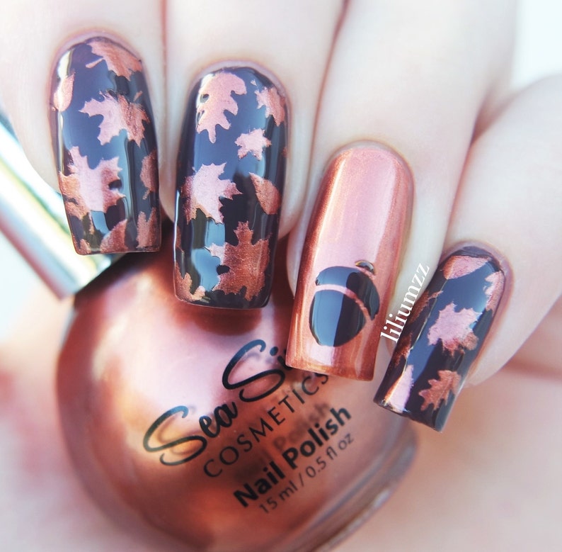 Autumn Leaves nail stencils zdjęcie 3