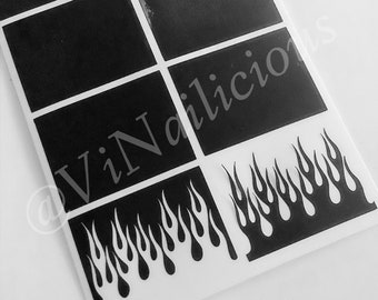 Flame #1 nail stencils
