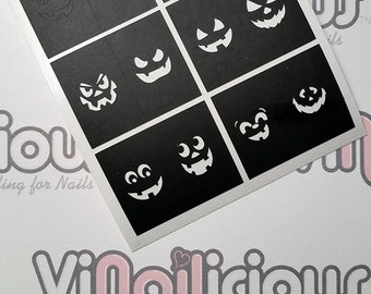 Pumpkin Faces nail stencils