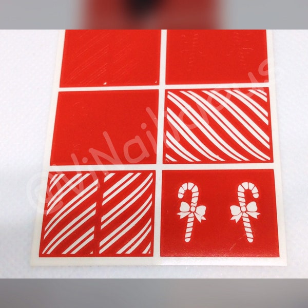 Candy Cane nail stencils