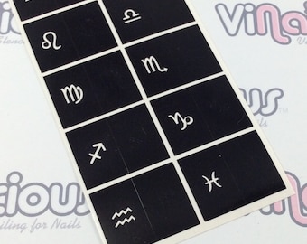 Sternzeichen Nagel Schablonen: 24 Vinyl Decals