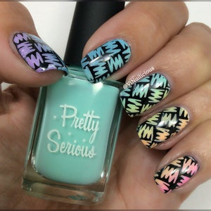 Squiggly Squares nail stencils