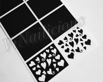 Heart Nail Stencils: Mixed Design Sheet