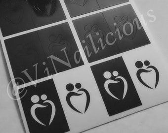 Heart Deco nail stencils