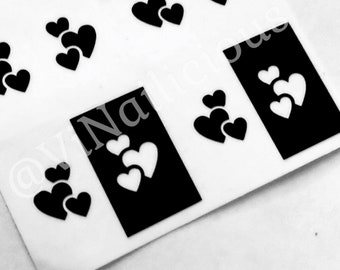 Stacked Hearts Nail Stencils - 24 Decals
