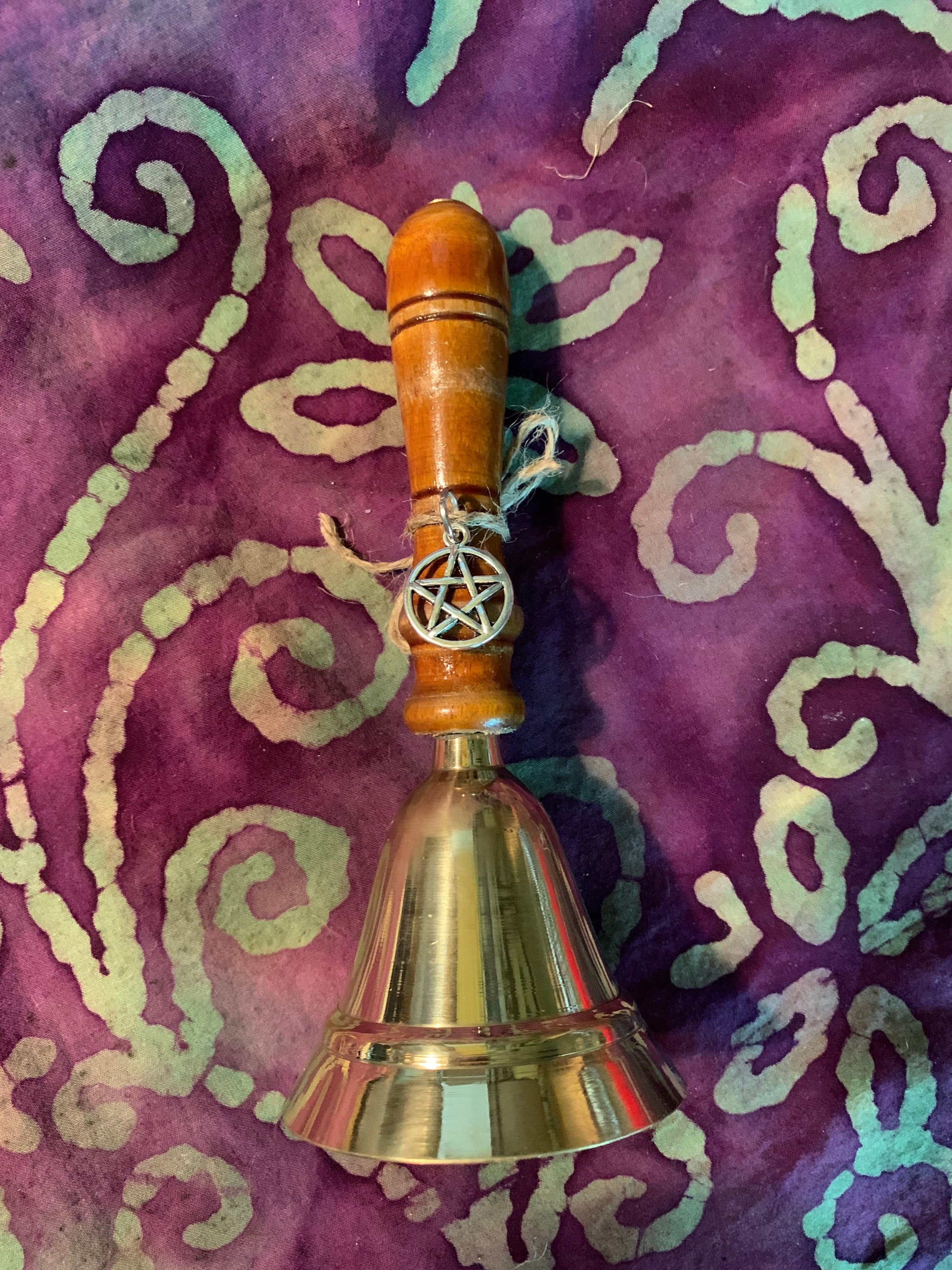 Brass & Wood Bell, Ritual Altar Bell, Witches Bells, School Bell 