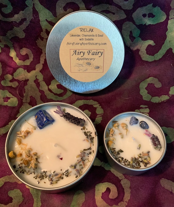 Relaxation Candle,  Destress Candle, Mini Candle, Candle in tin, Soy Candle, Lavender Candle, Chamomile Candle, Anti Stress Candle