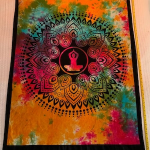 Buddha Tapestry, Meditation Tapestry, Tie Dye Cotton Tapestry, Boho Table Cover, Boho Wall Hanging