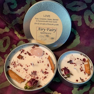 Love Candle,  Lust Candle, Mini Candle, Candle in tin, Soy Candle, Rose Candle, Rose Quartz Candle, Relationship candle