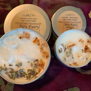 Clarity Candle, Lavender and Lemon Candle, Mini Candle, Candle in tin, Soy Candle, Lavender Candle, Lemon Candle