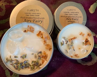 Clarity Candle, Lavender and Lemon Candle, Mini Candle, Candle in tin, Soy Candle, Lavender Candle, Lemon Candle