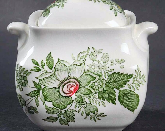 Wedgwood Kent Green Multicolor covered sugar bowl made in England.