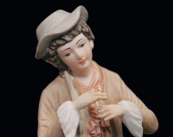 Lefton porcelain bisque Victorian-style figurine KW23248A made in Japan. Man in Victorian dress.