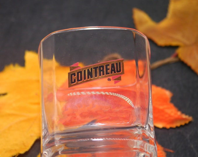 Cointreau on-the-rocks | whisky glass.  Etched-glass branding, weighted base. Commercial-quality glassware.