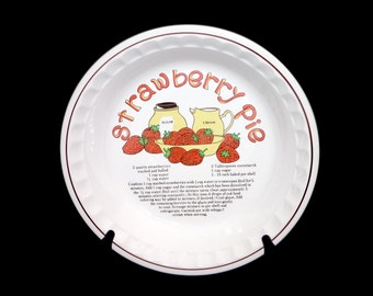 Manoir Collection stoneware Strawberry Pie Recipe Pie Plate made in Korea.
