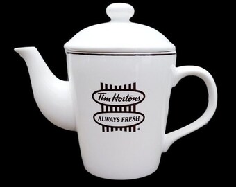 Tim Hortons 2 Cup Stoneware Teapot With Lid Brown Logo And Etsy