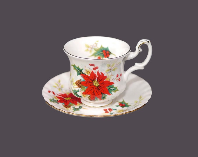 Royal Albert Poinsettia Christmas demitasse set | espresso set made in England.