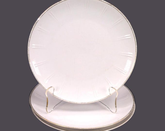 Three Winterling Roslau salad plates made in Bavaria. Embossed lines, complements WIG293. Flaws (see below).
