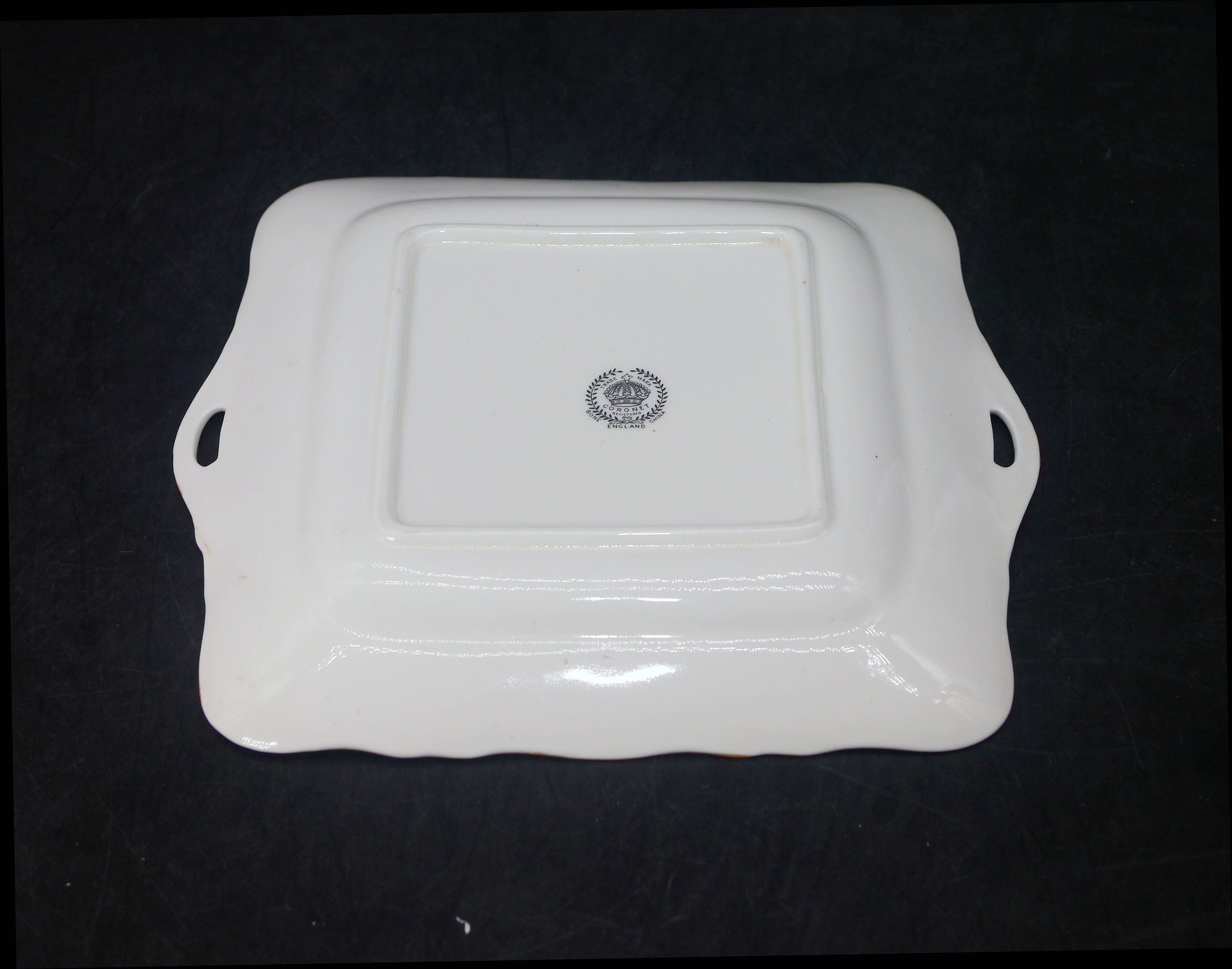 Art deco era Bone China Indian Tree square lugged cake, cookie