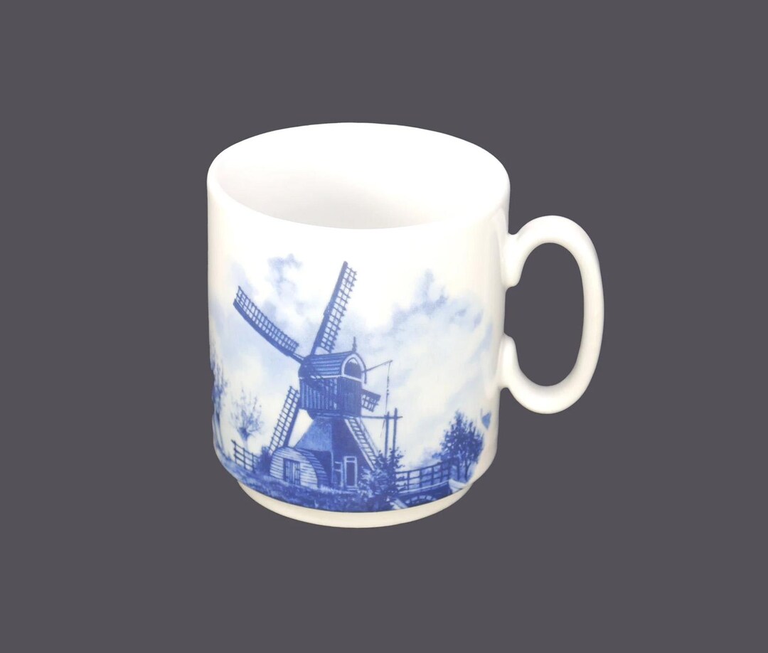 Vintage Delft Blauw Mug: Hand-painted Windmill Scene - Etsy