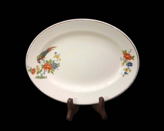 Art deco period Empire Porcelain Co sandwich platter. Bird of paradise, flowers. Shelton Ivory ironstone made in England.