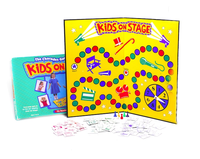 Kids on Stage children's charades board game published 1988 University Games.