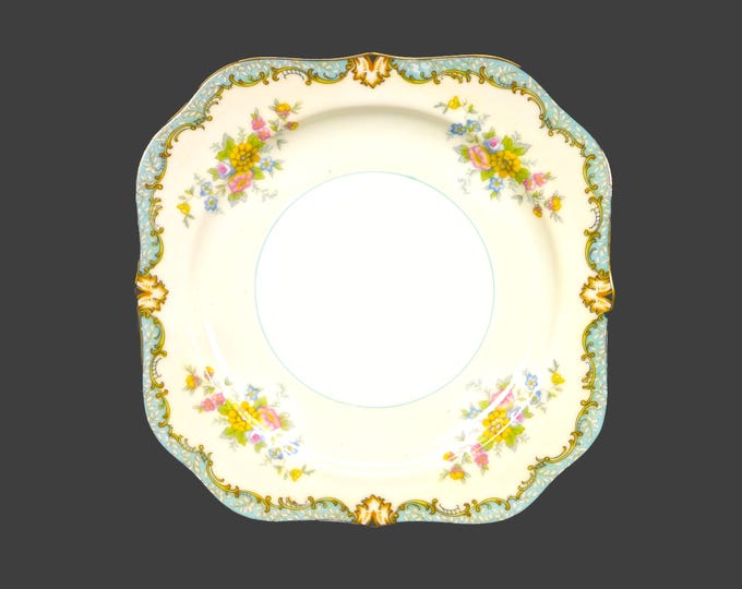 Noritake Lanare square salad plate. Green verge. Made in Japan. Sold individually.