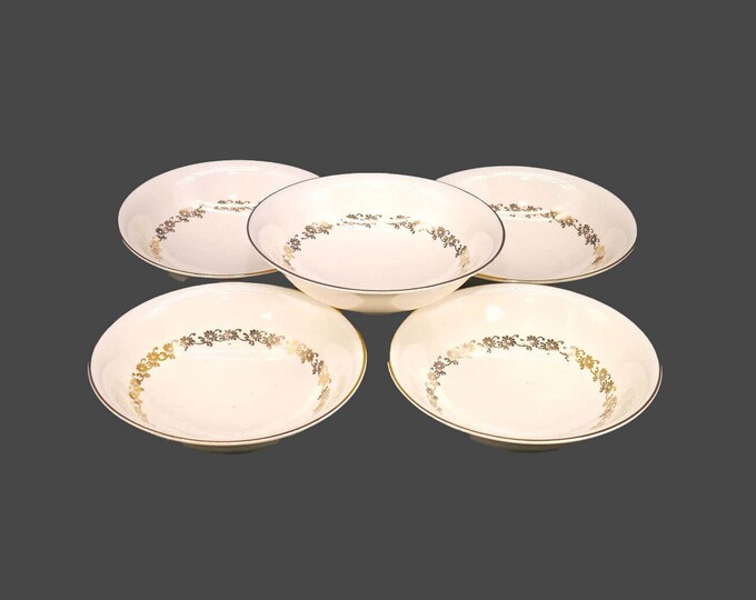 Five Myott M.517-G Wallington coupe cereal or soup bowls made in England.