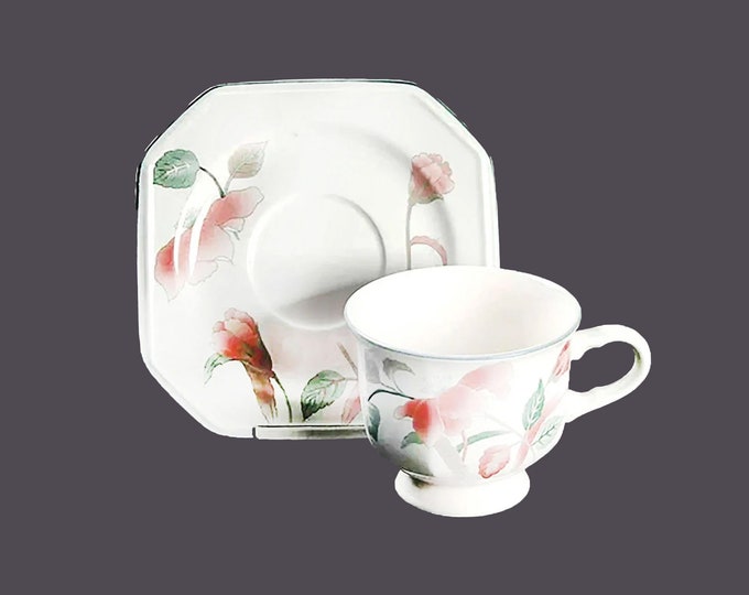 Mikasa Silk Flowers F3003 stoneware cup and saucer set made in Japan. Sets sold individually.