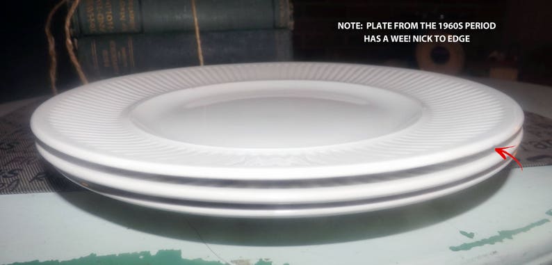 1960s through 1980s. Set of three Johnson Brothers Athena White all-dinner plates