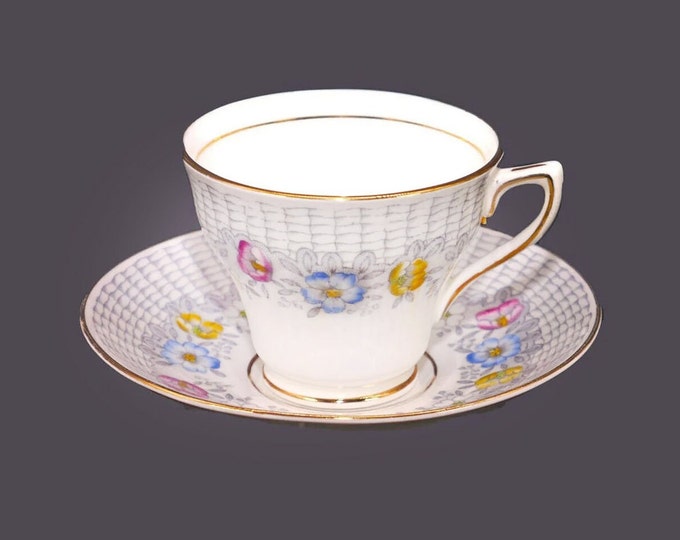 Rosina China T868 hand-decorated cup and saucer set. Bone china made in England.