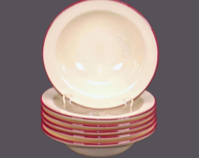 Vintage Steelite Dessert Bowls (Set of 6) - Burgundy Trim Hotelware