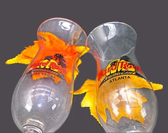 Hard Rock Cafe Hurricane glasses Atlanta and Las Vegas. Etched-glass branding.