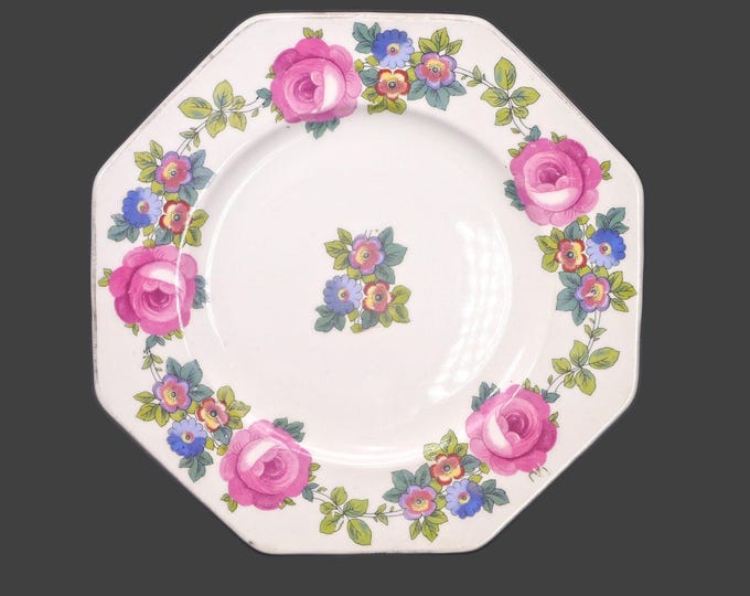 Antique Edwardian-era Wedgwood WW183 multisided salad plate. Imperial Porcelain made in England. Flaws (see below).