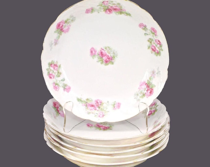 Vintage Carlsbad China Coupe Soup Bowls (Set of 6): Pink Roses & Daisies