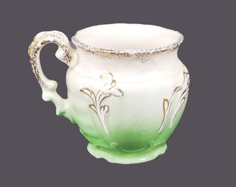 Antique Edwardian Age Johnson Brothers Cloverly Green handled shaving mug made in England.