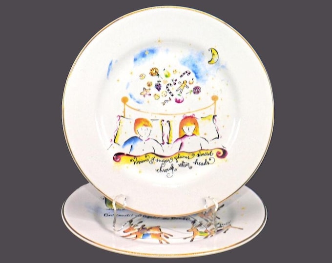 Pair of Rosanna Twas the Night Before Christmas salad plates. Visions of Sugar Plums, Santa and reindeer.