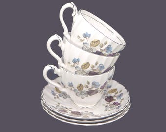 Vintage Myott Melinda L708 cup and saucer sets made in England. 3 sets.