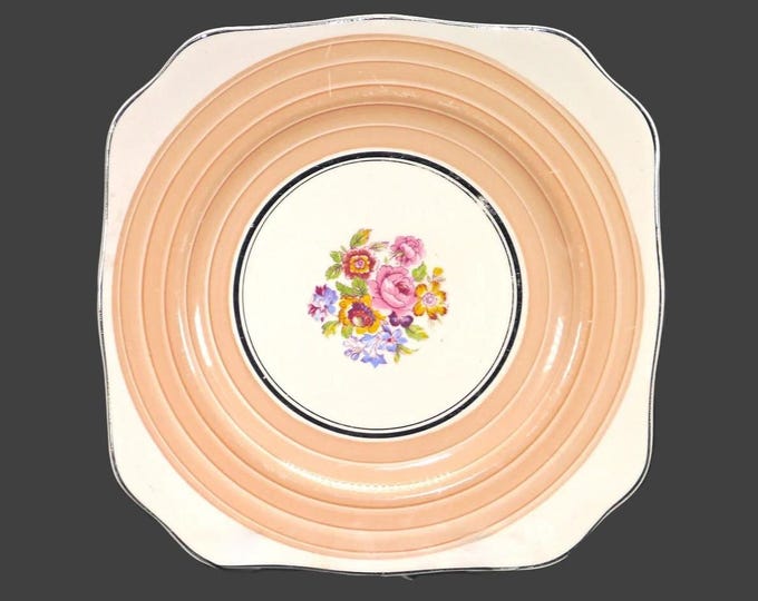 Simpsons Potters 838 squared luncheon plate. Ambassador Ware ironstone made in England.