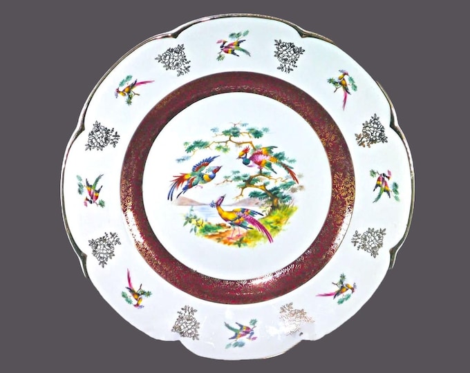 Wood & Sons Ascot Birds large dinner plate. Alpine White ironstone made in England.