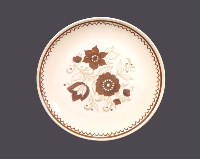 Jeannette | Royal China Nutmeg dinner plate made in the USA. Sold individually. Flaw (see below).