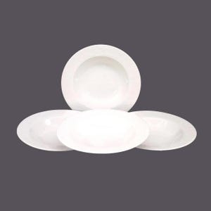 Vintage Sakura Devonshire White Chef's favorite all-white rimmed soup bowls. 4 bowls.